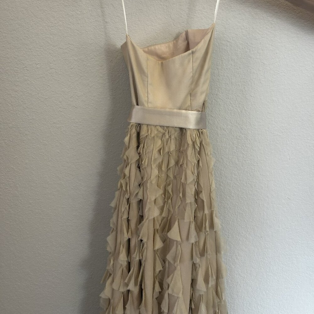 White House Black Market Cream Strapless Dress w/ Belt